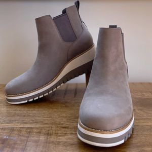 Cole Haan ZERØGRAND City Wedge Suede Chelsea Boot Charcoal Gray